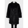 Blue fur coat with a relief pattern