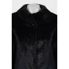 Blue fur coat with a relief pattern