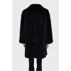 Blue fur coat with a relief pattern