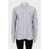 Striped shirt with signature embroidery