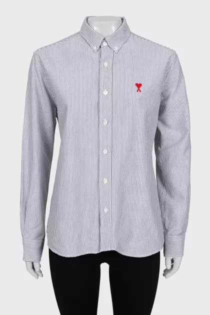 Striped shirt with signature embroidery