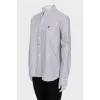 Striped shirt with signature embroidery