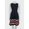 Fitted dress with zipper and stripes
