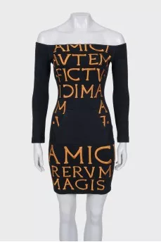 Black fitted dress with embroidery