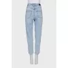 Tapered fit blue jeans