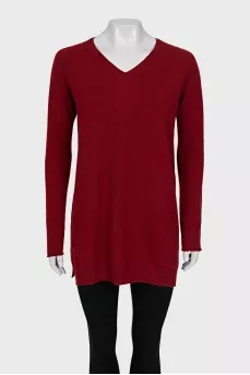 Red cashmere pullover with tag
