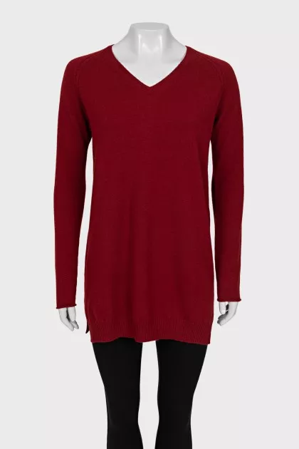 Red cashmere pullover with tag