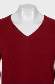 Red cashmere pullover with tag