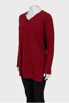 Red cashmere pullover with tag