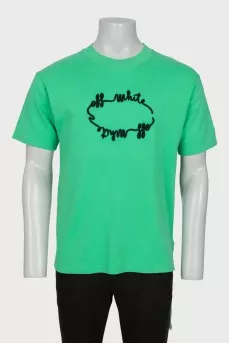 Men's green embroidered t-shirt