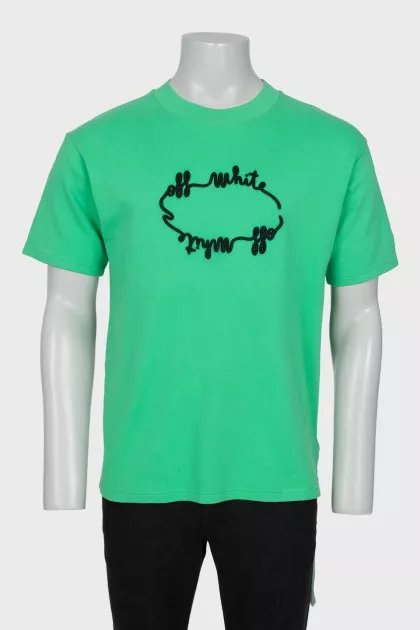 Men's green embroidered t-shirt