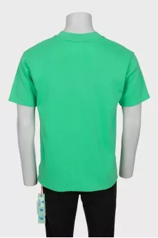 Men's green embroidered t-shirt