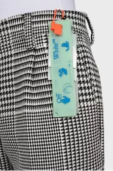 Wide-leg, mid-rise trousers with a printed pattern