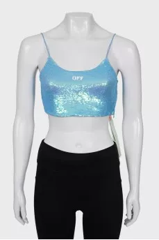Blue sequin top