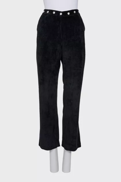 Black velvet trousers