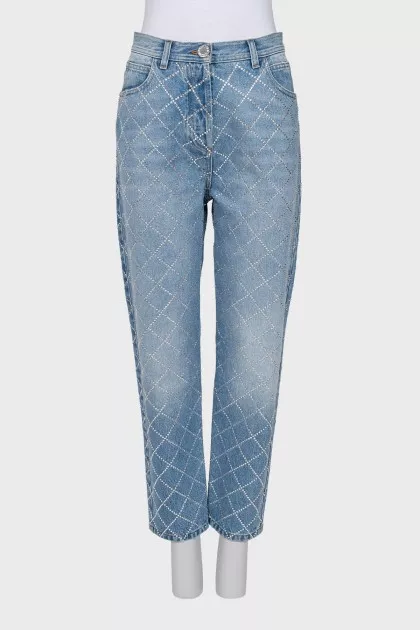 Jeans with rhinestones and tag