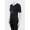 Ribbed T-shirt with lace trim