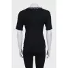 Ribbed T-shirt with lace trim