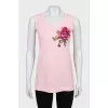 T-shirt with embroidered flower and tag