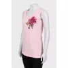 T-shirt with embroidered flower and tag