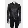 Leather jacket with lace