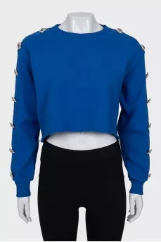 Cropped sweatshirt with crystals