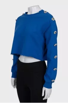 Cropped sweatshirt with crystals