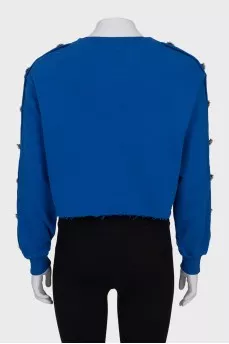 Cropped sweatshirt with crystals