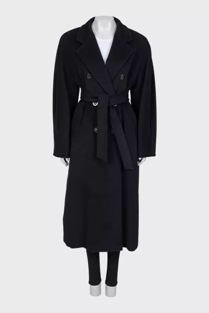 Black wool and cashmere coat with tag