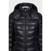 Fitted down jacket with a snap-button hood