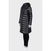 Fitted down jacket with a snap-button hood