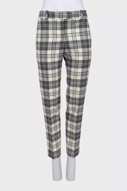 Black and white wool trousers