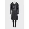 Leather coat with a round collar