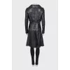 Leather coat with a round collar