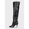 Black pointed toe over the knee boots