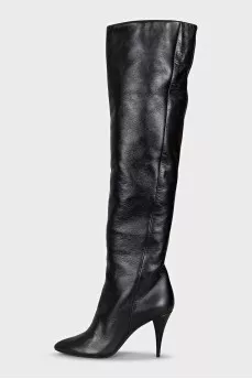 Black pointed toe over the knee boots