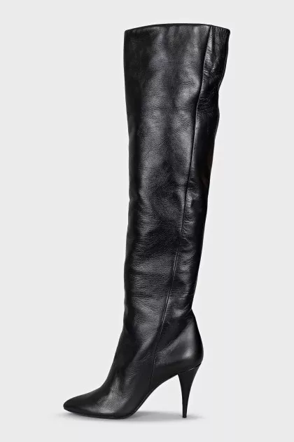 Black pointed toe over the knee boots