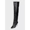 Black pointed toe over the knee boots