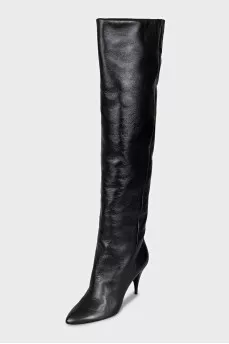 Black pointed toe over the knee boots