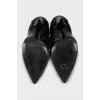 Patent leather boots with elastic bands