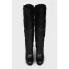 Leather boots with textile inserts