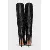 Leather boots with textile inserts