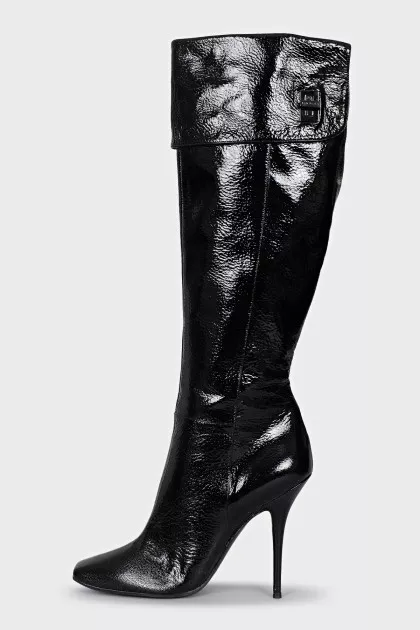 Black glossy boots