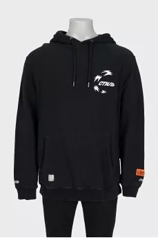 Men's black hoodie with print