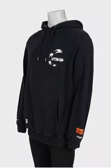Men's black hoodie with print