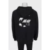 Men's black hoodie with print