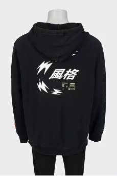 Men's black hoodie with print