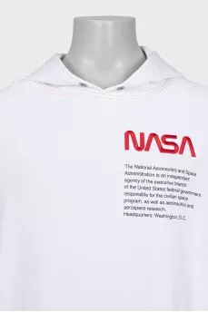 Men's white hoodie with embroidery
