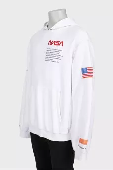 Men's white hoodie with embroidery