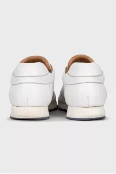 Men's white leather lace-up sneakers